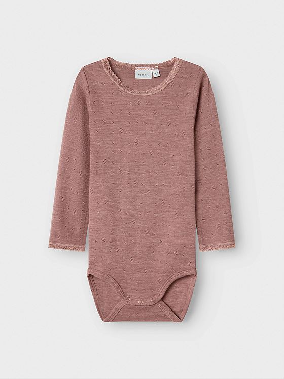 Name It Wang Wool Needle Long Sleeve Body Solid Rosa