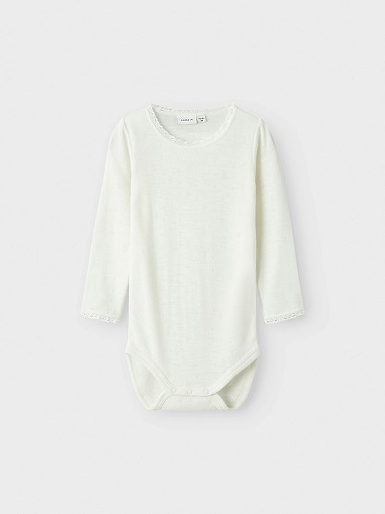 Name It Wang Wool Needle Long Sleeve Body Solid Snow White