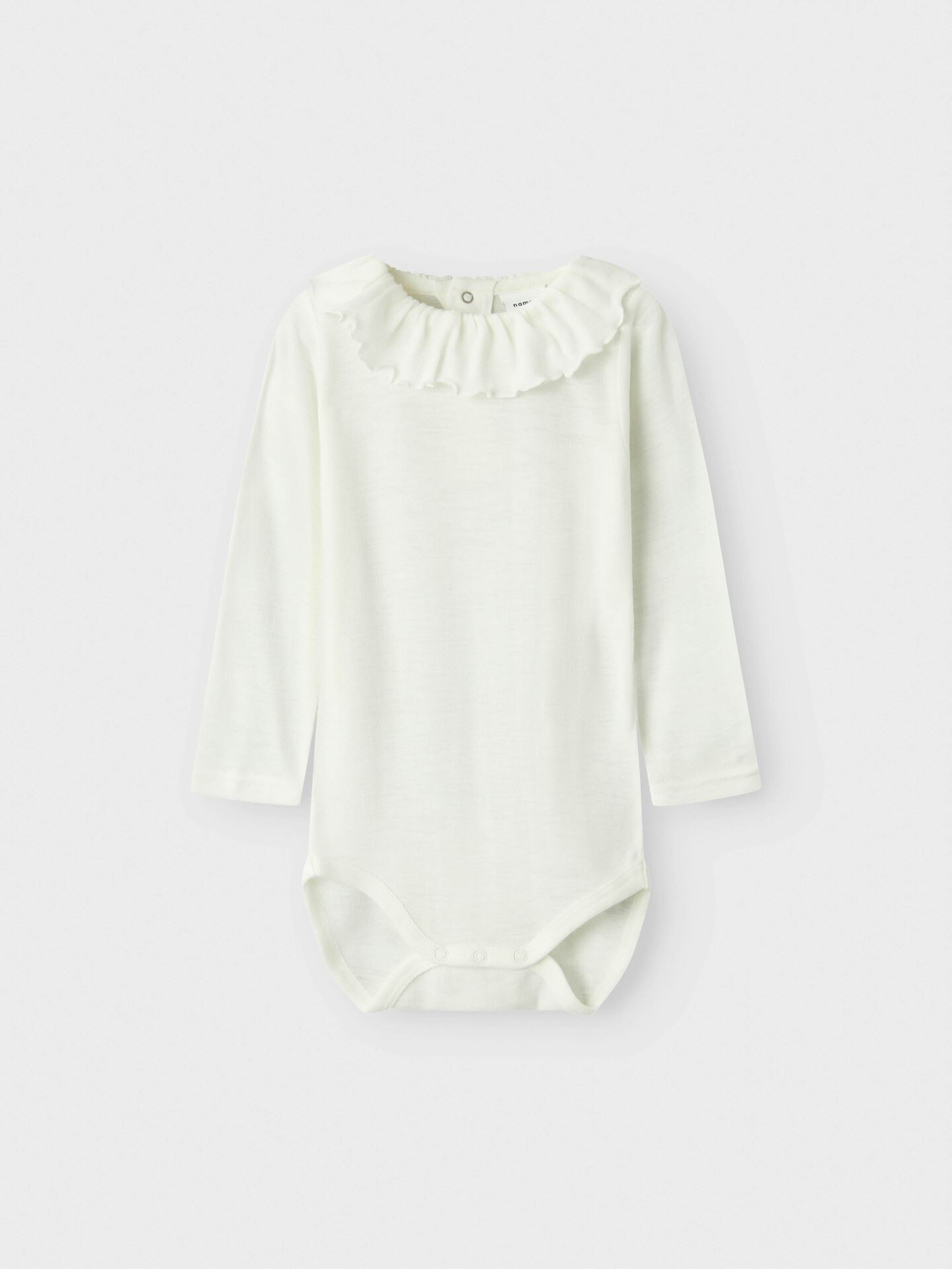 Name It Wang Wool Rib Long Sleeve Body W/Collar Snow White