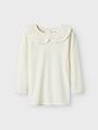 Name It Wang Wool Needle Long Sleeve Top With Collar Snow White