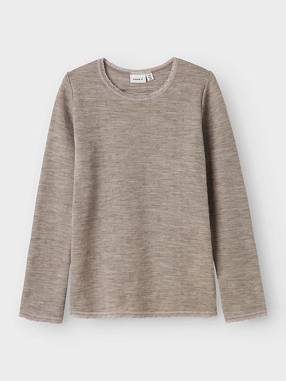 Name It Wang Wool Needle Long Sleeve Top Solid Satellite