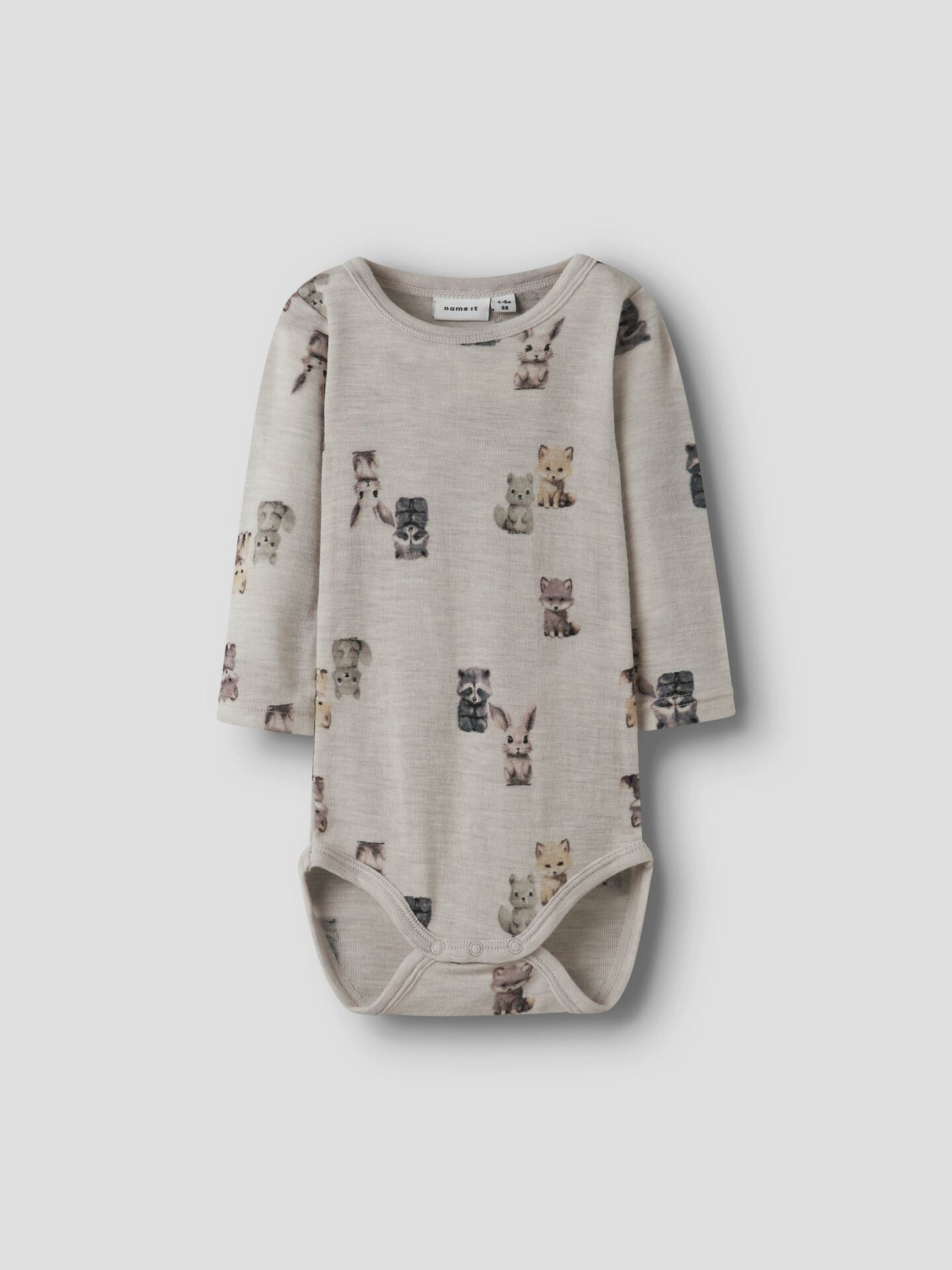 Name It Wang Wool Rib Long Sleeve Body All Over Print Nacreous Cloud