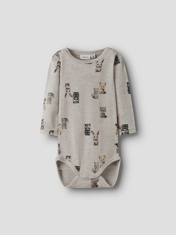 Name It Wang Wool Rib Long Sleeve Body All Over Print Nacreous Cloud