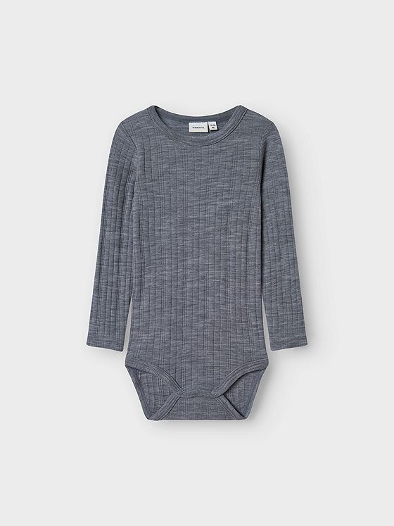 Name It Wang Wool Needle Long Sleeve Body Solid Folkstone Gray