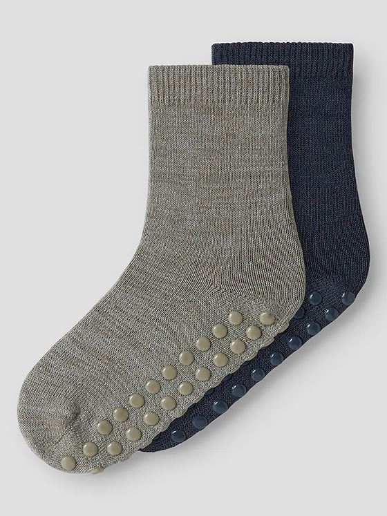 Name It Wak Wool Blend 2 Pack Sock With Non Skid Dried Sage