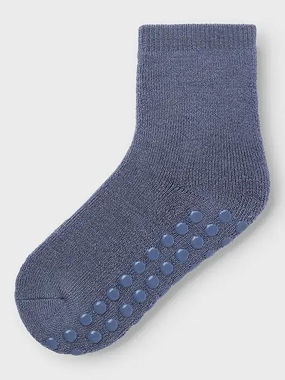 Name It Waksi Wool/Blend Terry Sock W/Non Skid Folkstone Gray