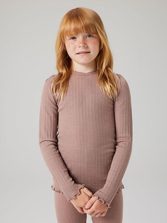 Name It Wossa Wo/Si Rib Long Sleeve Top Shadow Gray