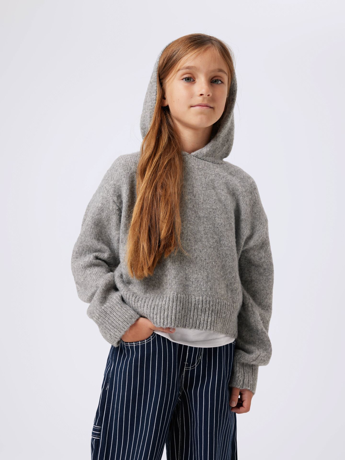 Name It Ballade Long Sleeve Short Boxy Knit Grey Melange
