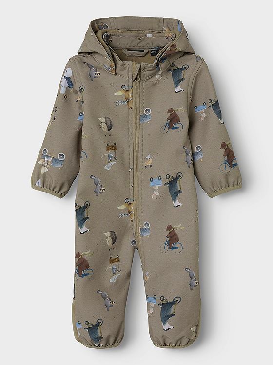 Name It Alfa08 Softshell Suit Aop Fo Silver Mink