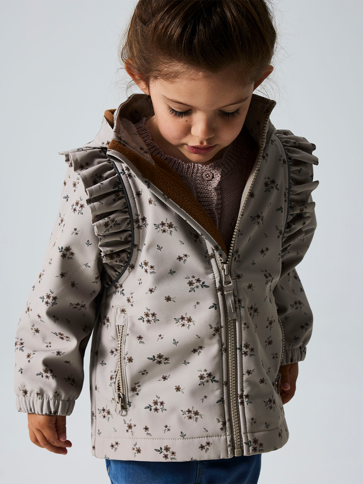 Name It Alfa08 Softshell Jacket Frill Aop Fo Pure Cashmere