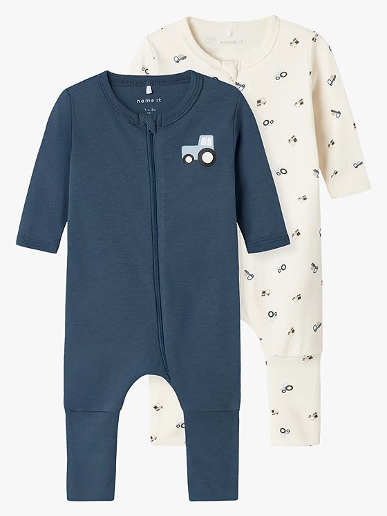 Name It Nightsuit 2-Pakk Zip Jet Tractor Jet Stream
