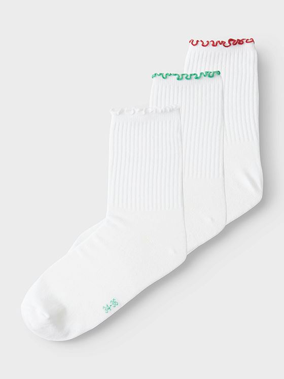 Name It Dina 3-Pack Sock Bright Green / China Red / Bright White