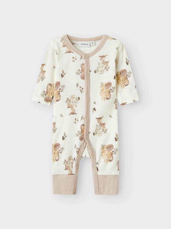 Name It Willu Wool Long Sleeve Nightsuit Pre Snow White