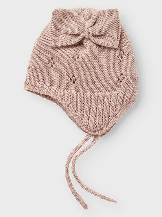 Name It Wrilla Bow Wool Knit Hat Shadow Gray