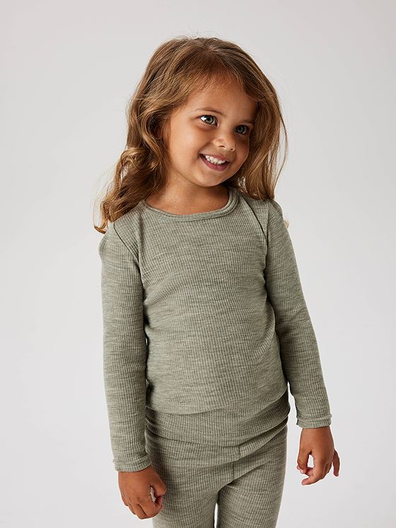 Name It Wax Wool Rib Long Sleeve Top Dried Sage