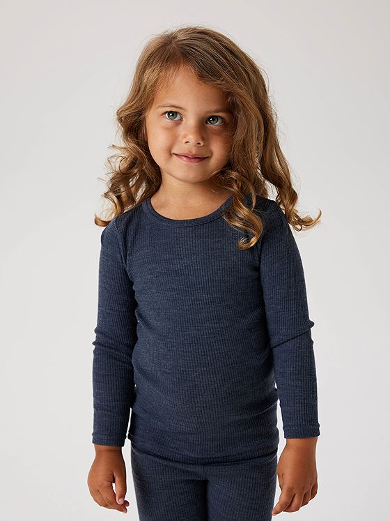 Name It Wax Wool Rib Long Sleeve Top Ombre Blue