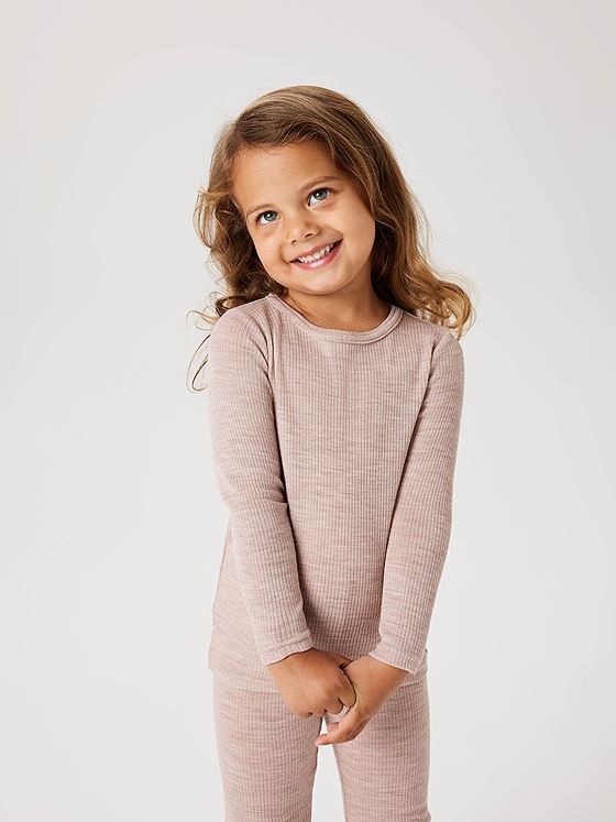 Name It Wax Wool Rib Long Sleeve Top Shadow Gray