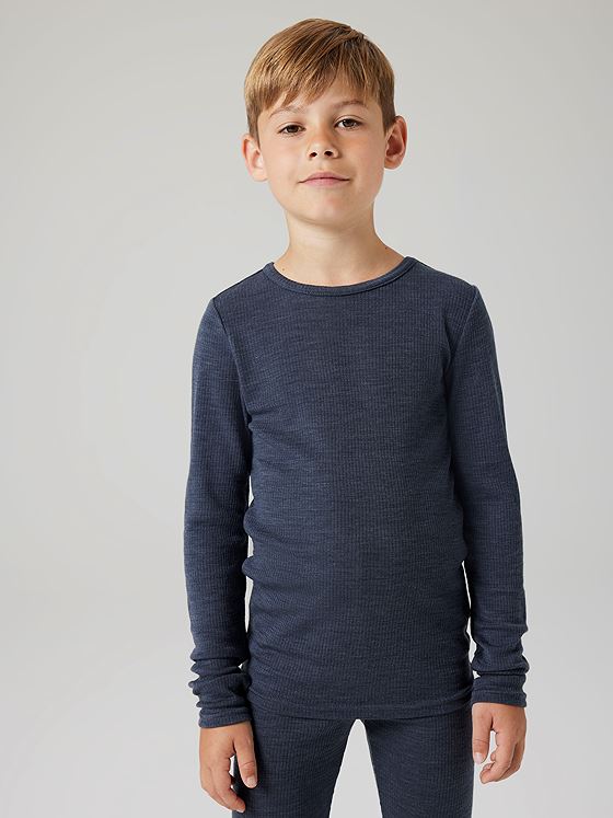 Name It Wax Wool Rib Long Sleeve Top Ombre Blue