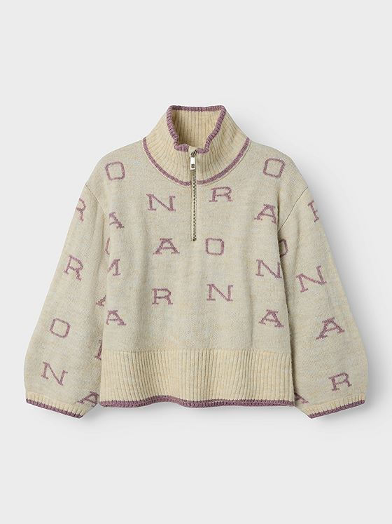 Name It Neify Long Sleeve Oversize Knit Zip Summer Sand