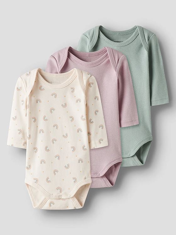 Name It Body 3-Pack Long Sleeve Jet Rainbow Jet Stream w/ Burnished Lilac + Jadeite