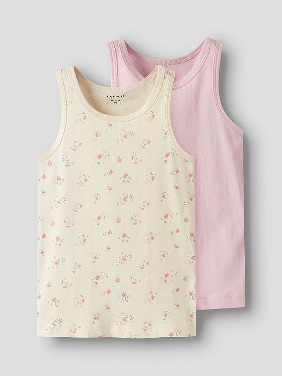 Name It Tank Top 2-Pack Flower Turtledove w/ Pale Lilac