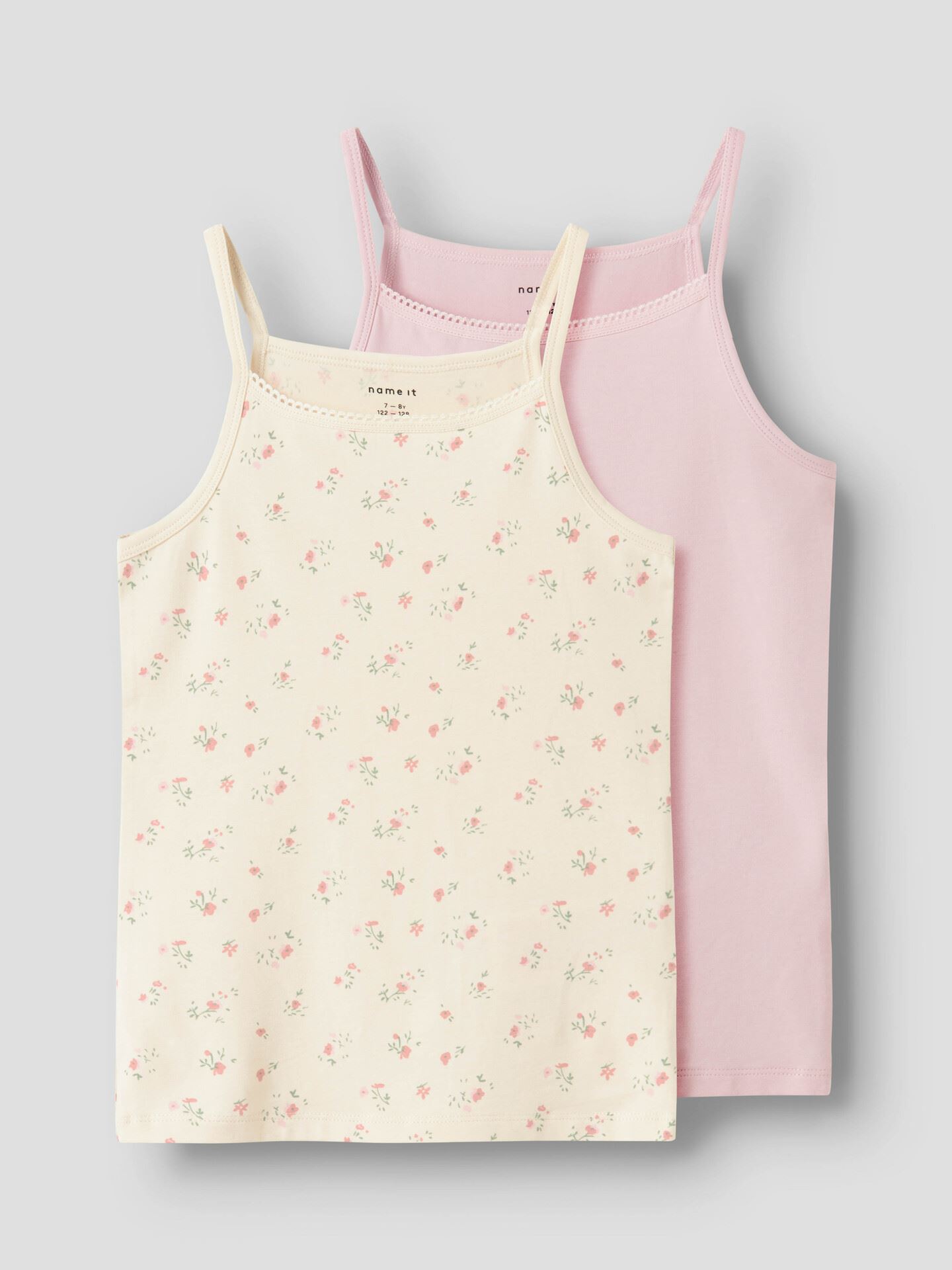 Name It Strap Top 2-Pack Flower Turtledove w/ Pale Lilac