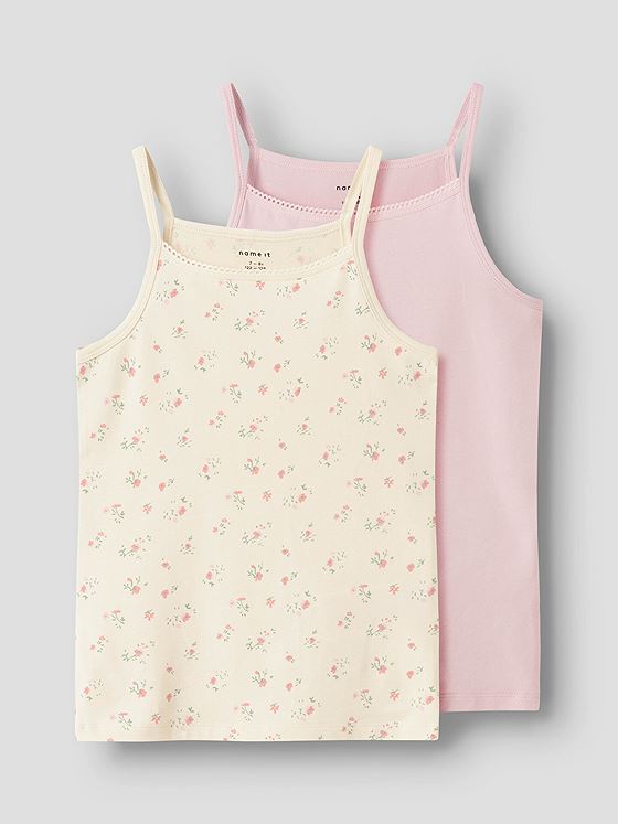 Name It Strap Top 2-Pack Flower Turtledove w/ Pale Lilac