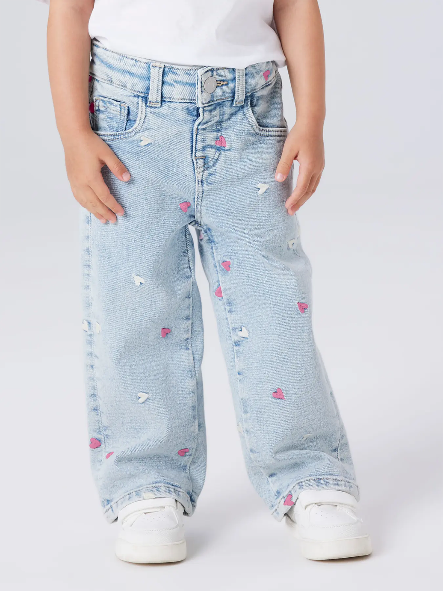 Name It Rose Wide Emb Jeans Light Blue Bleached Denim