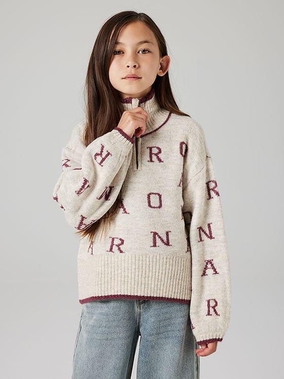 Name It Neifya Long Sleeve Oversize Knit W Zip Peyote