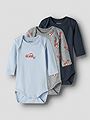 Name It Body 3-Pack Long Sleeve Firetruck Grey Melange