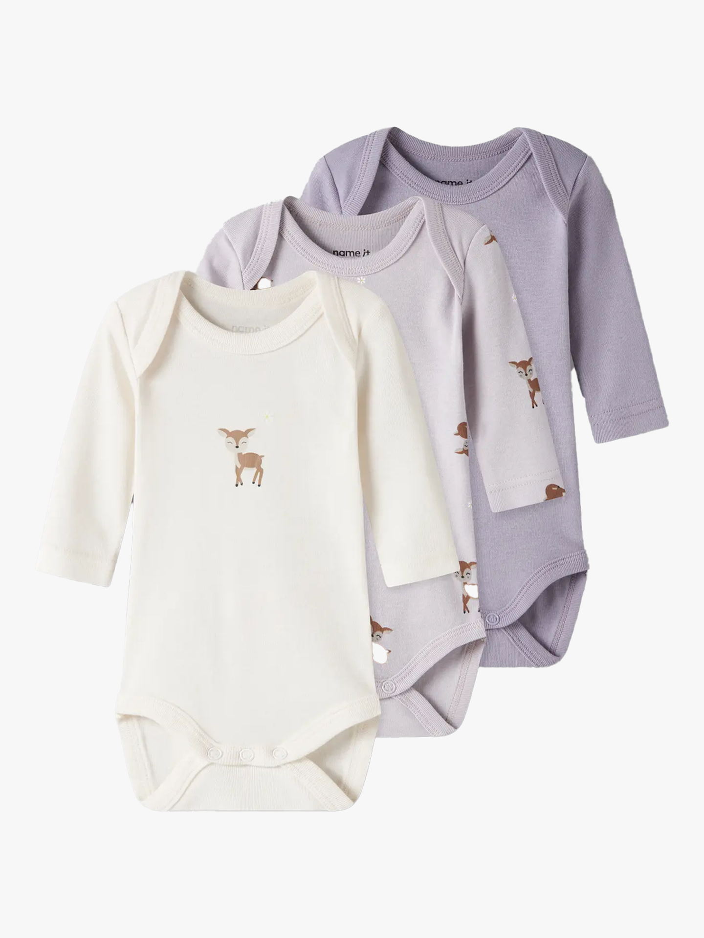Name It Body 3-Pack Long Sleeve Lilac Marble Deer Lilac Marble w/ Jet Stream + Lavender Gray