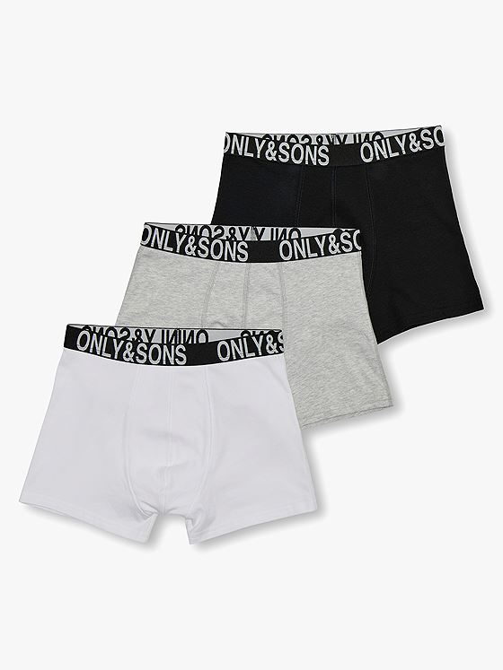 Only & Sons Jr Fitz Bold Logo Boxer 3-Pack Black