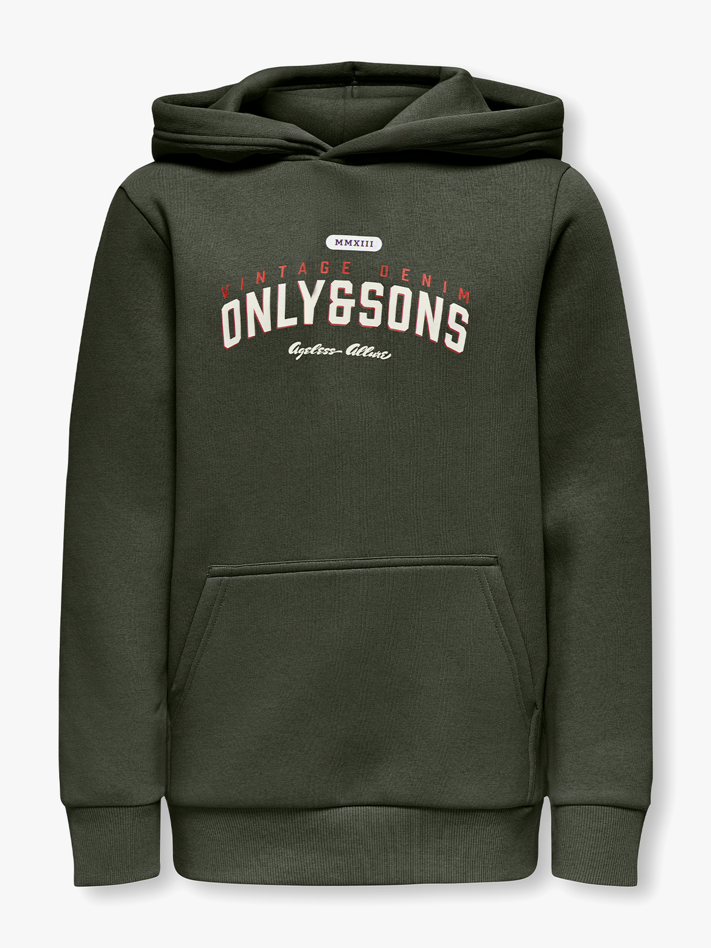 Only & Sons Jr Ceres Reg Vintage Print Hood Sweat Rosin