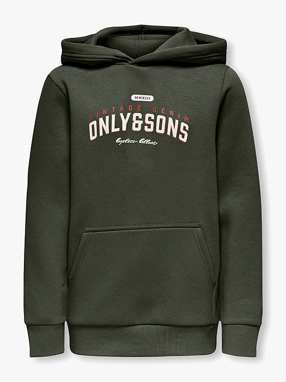 Only & Sons Jr Ceres Reg Vintage Print Hood Sweat Rosin