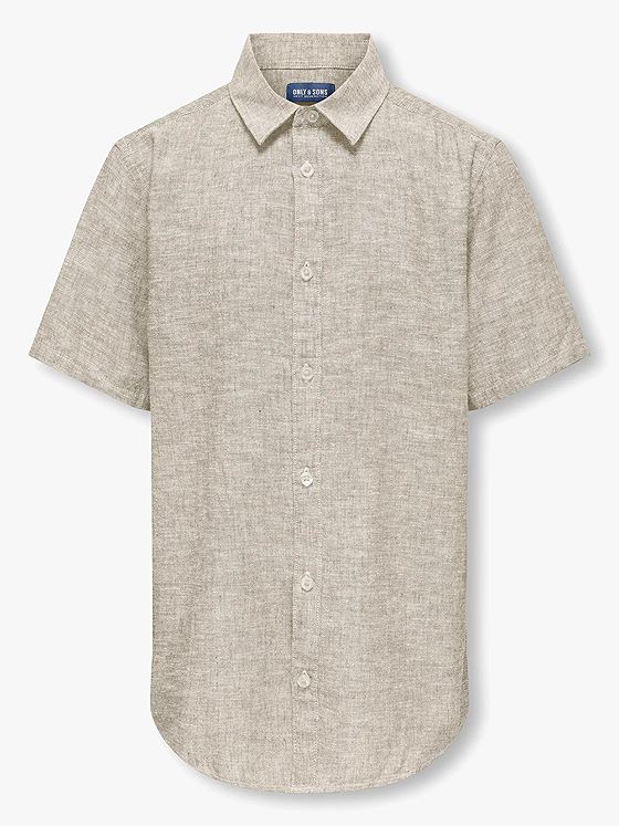 Only & Sons Jr Caiden Life Short Sleeve Solid Linen Shirt Woven Chinchilla