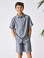 Only & Sons Jr Caiden Life Short Sleeve Solid Linen Shirt Woven Dress Blues
