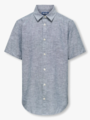 Only & Sons Jr Caiden Life Short Sleeve Solid Linen Shirt Woven Dress Blues