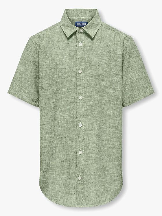 Only & Sons Jr Caiden Life Short Sleeve Solid Linen Shirt Woven Swamp