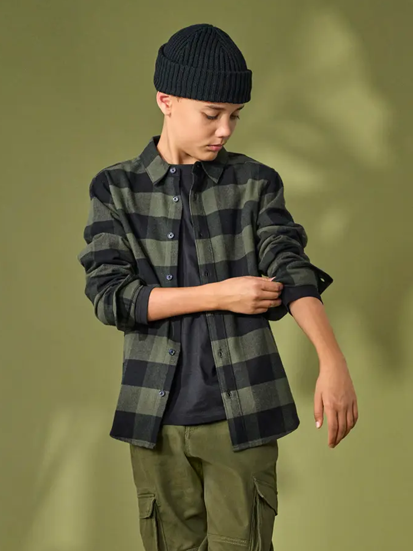 Only & Sons Jr Gudmund Long Sleeve Checked Shirt Forest Night
