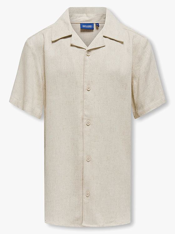 Only & Sons Jr Kari Short Sleeve Shirt Viscose Linen 0075 Resort Oatmeal