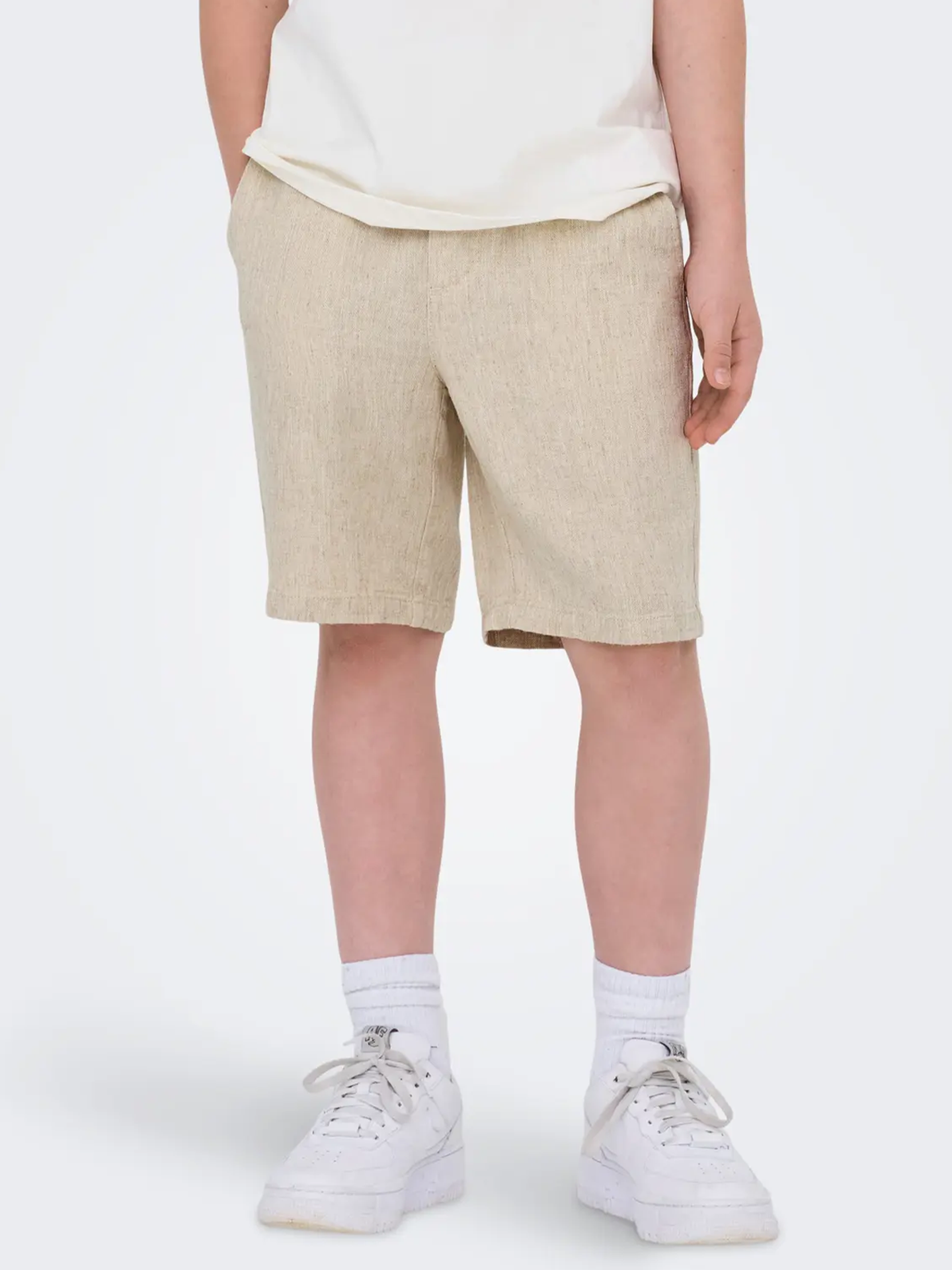 Only & Sons Jr Tel Visc Lin Shorts Oatmeal