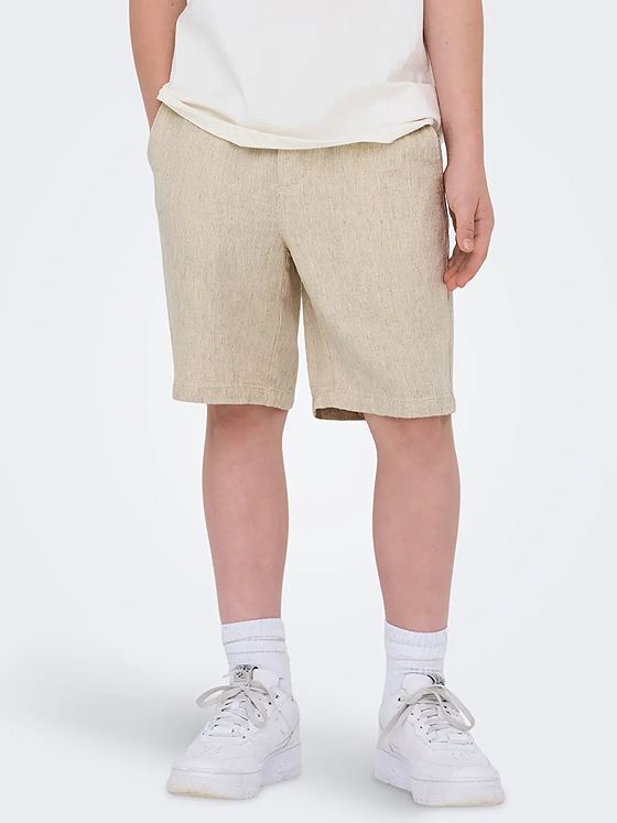 Only & Sons Jr Tel Visc Lin Shorts Oatmeal