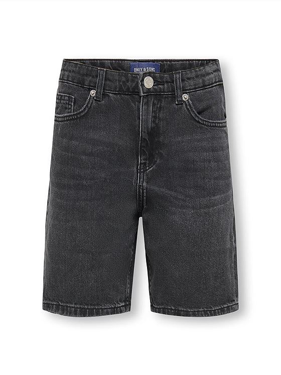 Only & Sons Jr Edge Tai Denim Shorts Washed Black