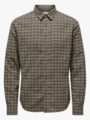 Only & Sons Gudmund Long Sleeve Checked Shirt Walnut JET BLACK