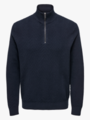 Only & Sons Herringbone Half Zip Knit Navy Blazer