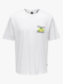 Only & Sons Keane Relaxed Short Sleeve Print Tee Bright White Limon