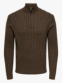Only & Sons Loui Reg 12 Cabel Half Zip Knit Coffee Bean Melange