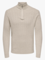 Only & Sons Loui Reg 12 Cabel Half Zip Knit Oatmeal Melange