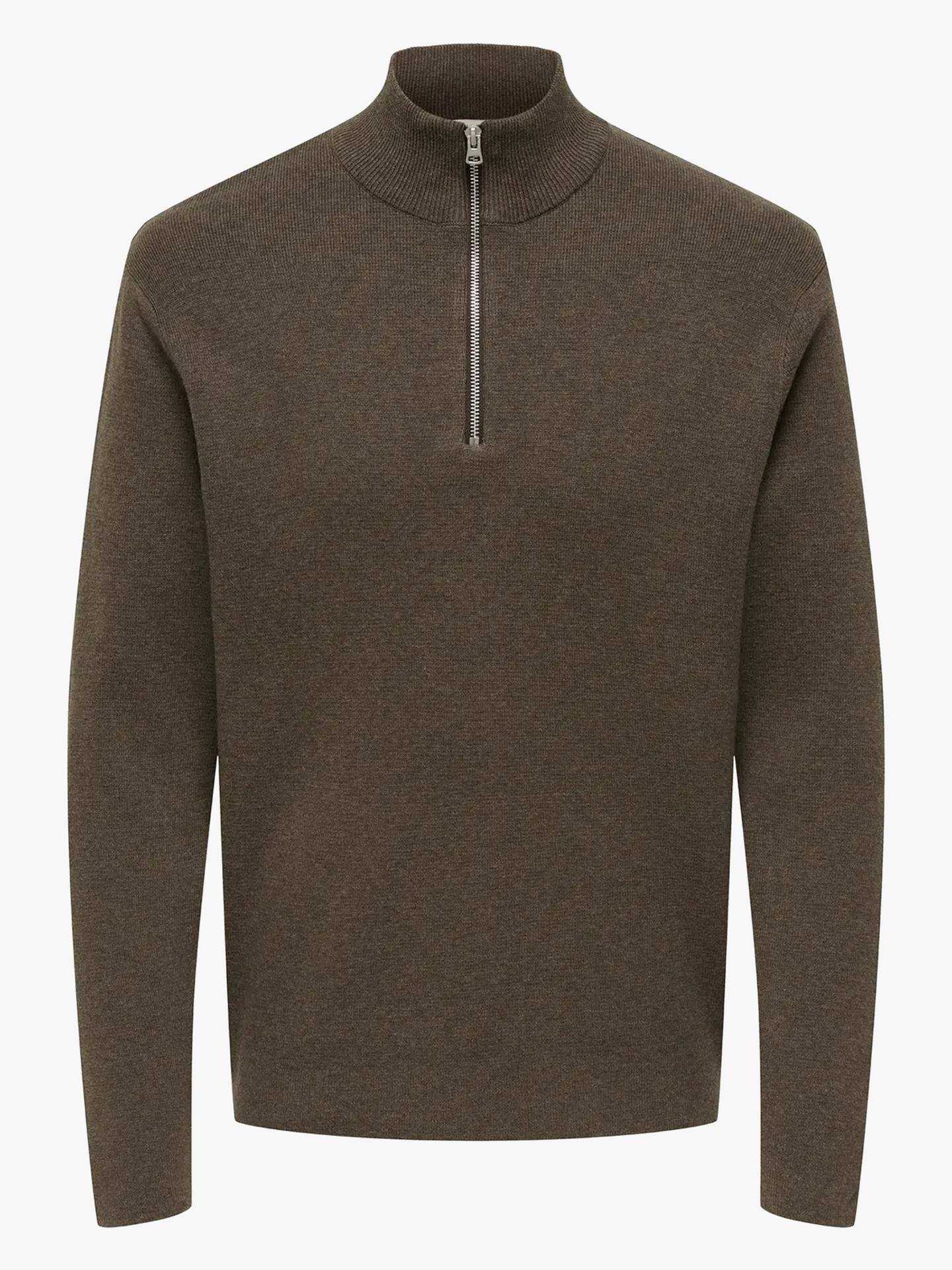 Only & Sons Ting Life Regular Half Zip Knit Coffee Bean