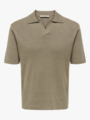 Only & Sons Travis Regular Short Sleeve Mel Knit Desert Taupe Melange